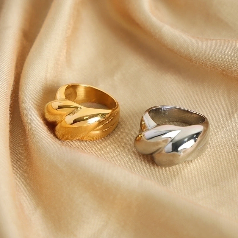 Casual Minimalist Solid Color Titanium Steel 18K Gold Plated Plating Rings