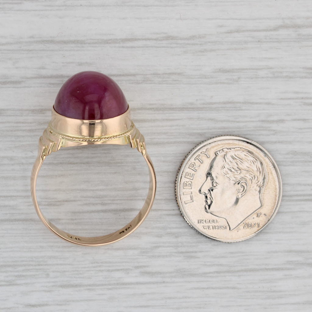 17ct Star Ruby Ring 18k Yellow Gold Size 9 Oval Cabochon Solitaire