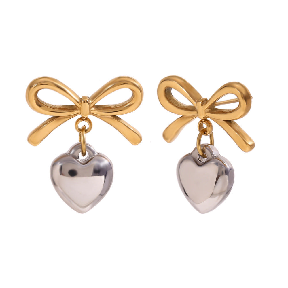 Fashion Bowknot Stainless Steel 18K Gold Plated Earrings