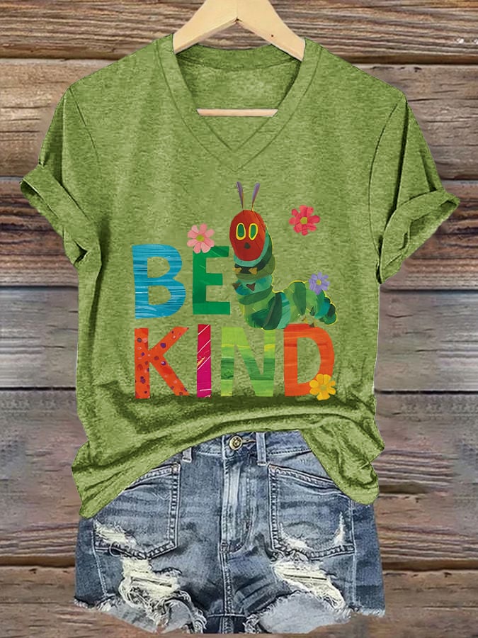 Women's Be Kind Printed Casual V-Neck T-Shirt