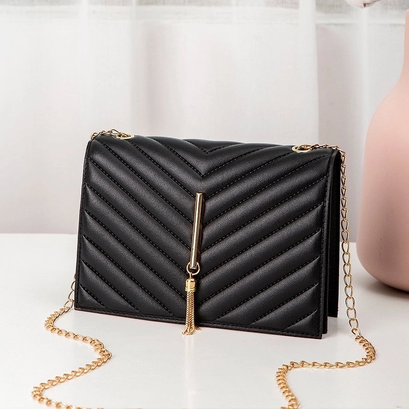Fashion Women's Crossbody Small Square V Pattern Plaid Pillow Bag