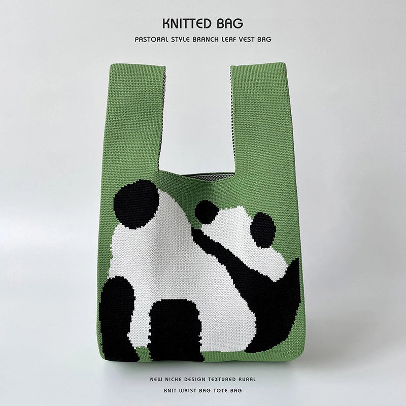 Women's Medium Knit Animal Cute Basic Open Handbag