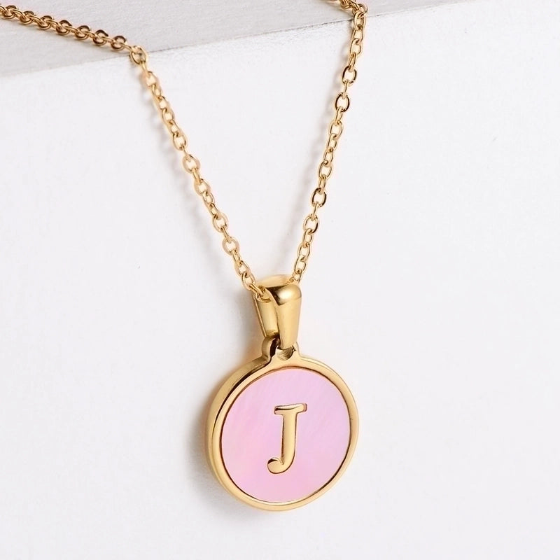 304 Stainless Steel 18K Gold Plated Fashion Plating Letter Shell Pendant Necklace