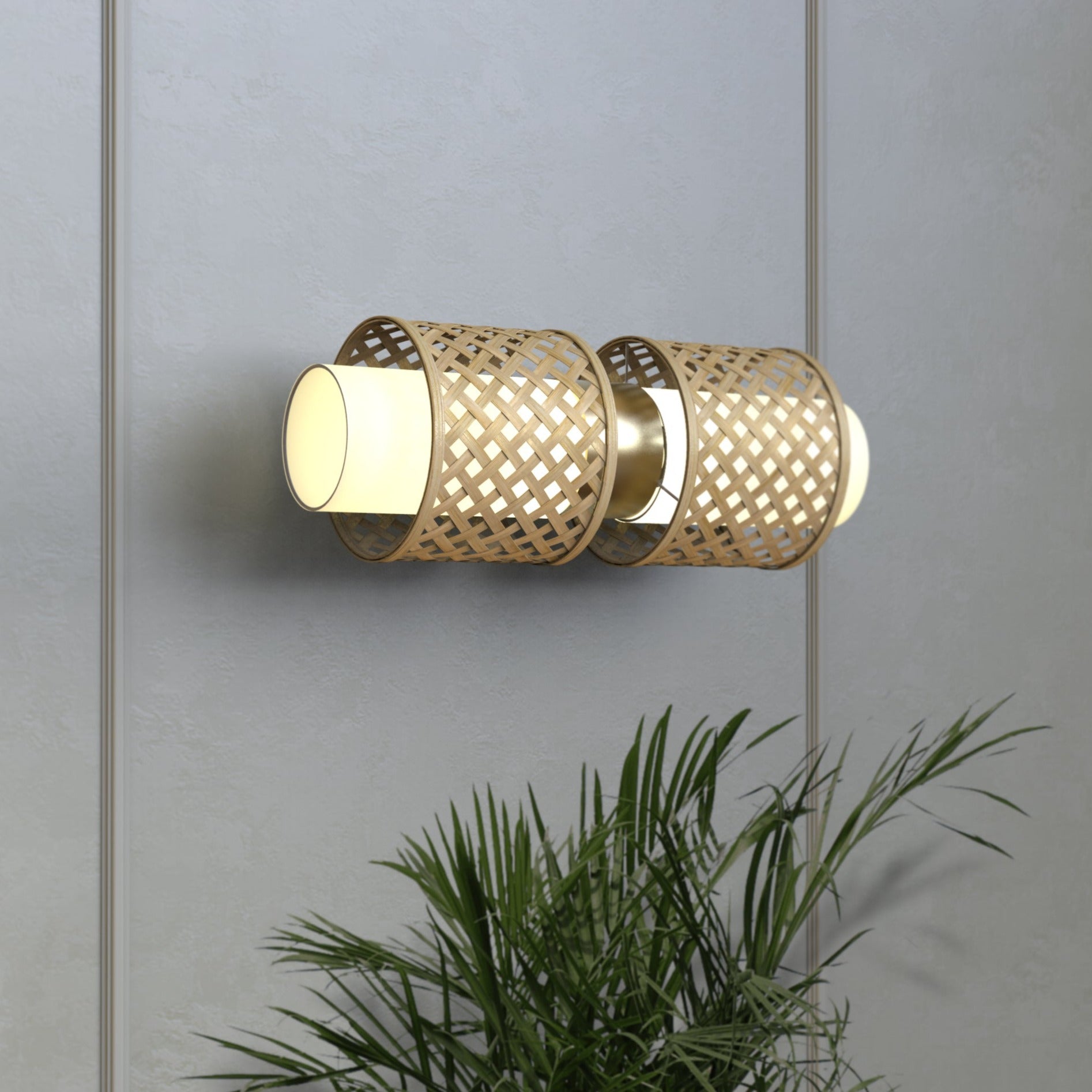 Metamorphosis Bamboo Wall Lamp Sconce HH: Handmade Cafe Lighting Restaurants Corner Decor [20cm/8in(Dia) X 55cm/22in(H)]