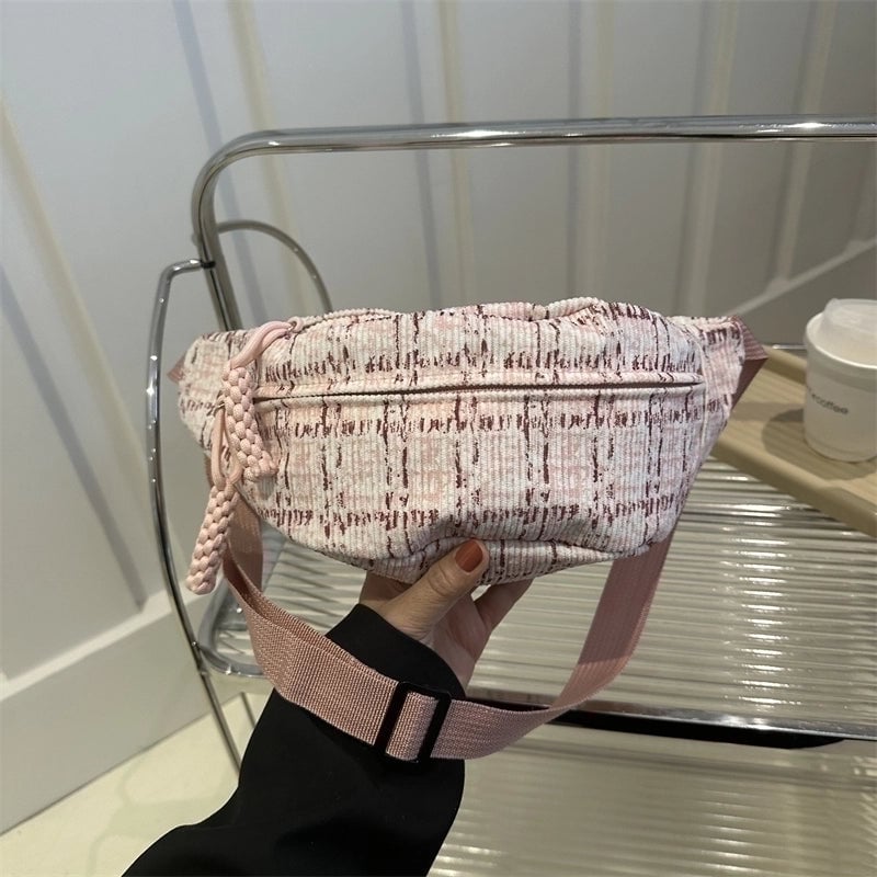 Women's Classic Style Plaid Canvas Waist Bags