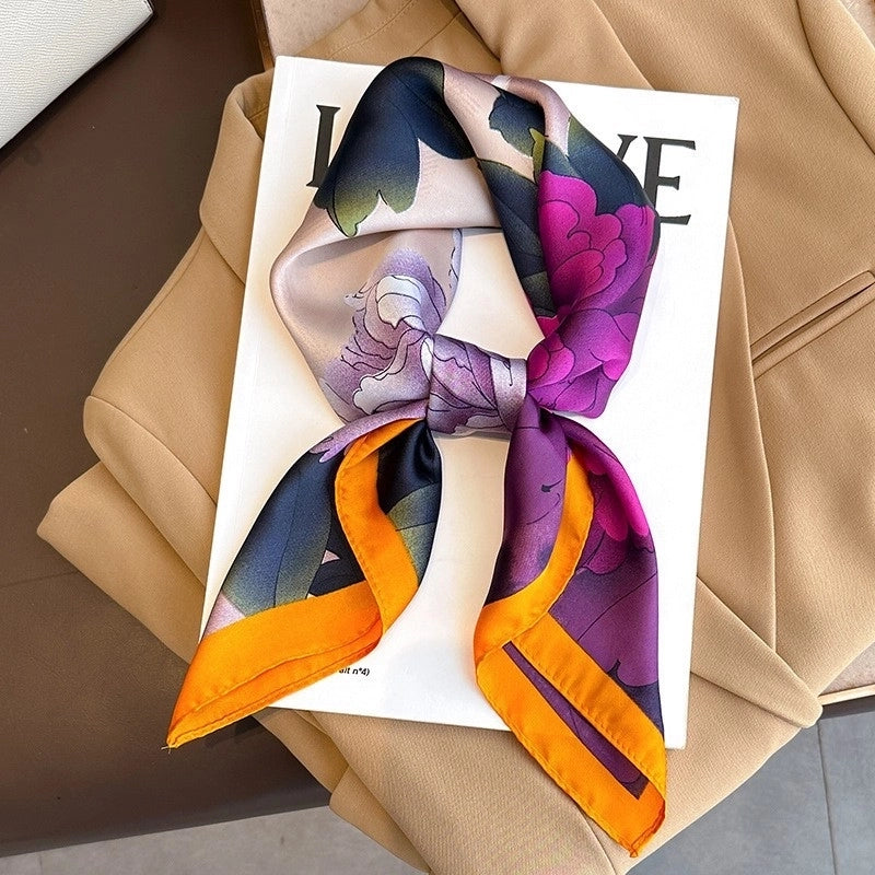 Silk Scarf Women's Elegant Small Square Scarf Decoration 70 Professional Small Square Scarf  New Autumn And Winter Warm Scarf French Hair Band