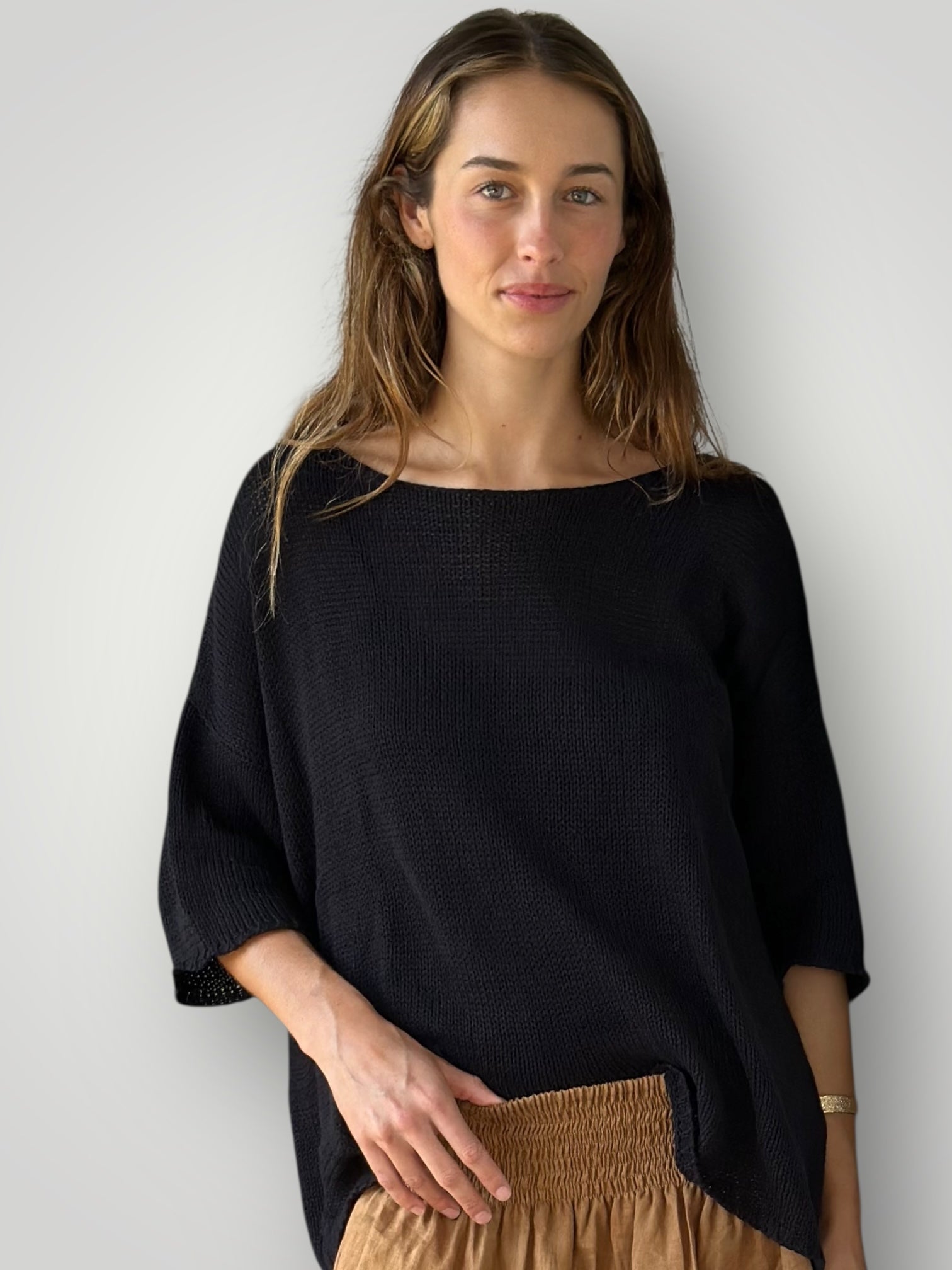 top-black cotton knit