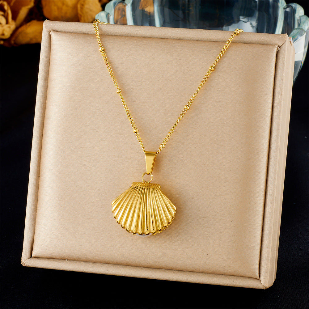Fashion Ocean Series Accessories Pendant Gold-Plated Stainless Steel Starfish Shell Multi-Element Oil Drop Butterfly Necklace