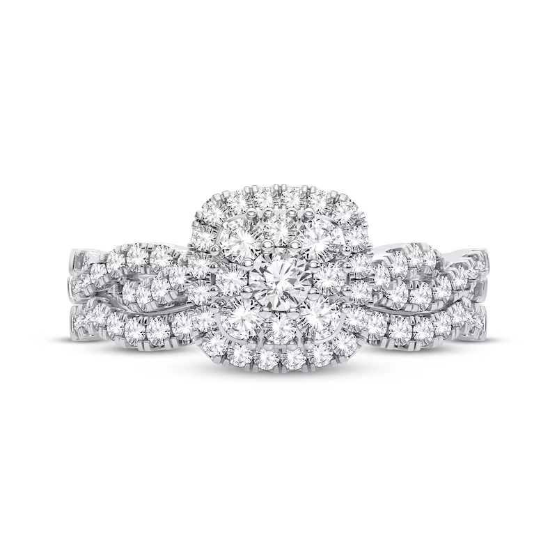 Now + Forever Multi-Diamond Center Bridal Set 1/2 ct tw Round-cut 10K White Gold