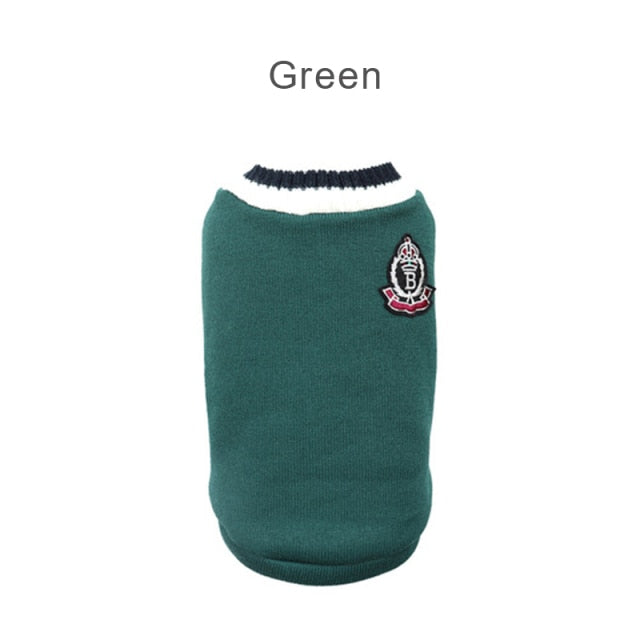 V-neck Striped Knit Vest For Dog Cat
