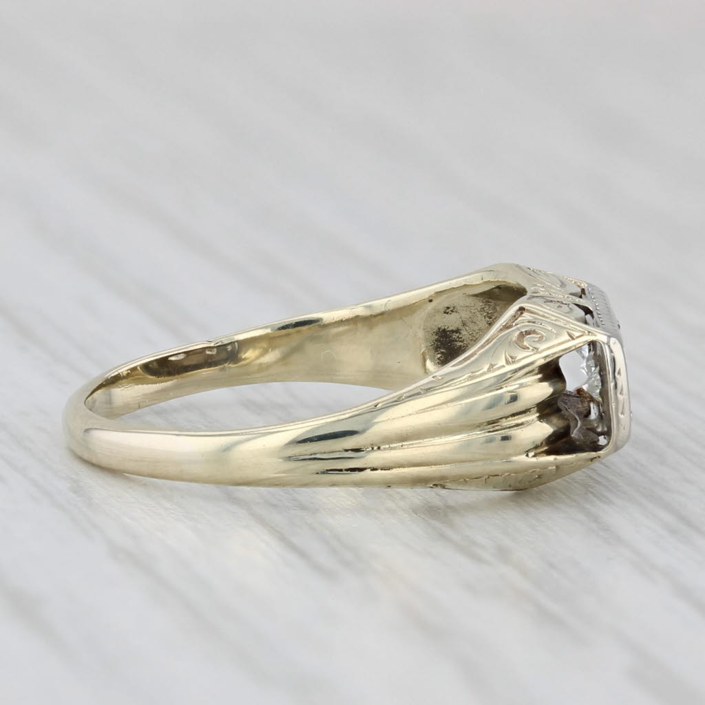 Vintage 0.16ctw Diamond 3-Stone Ring 14k Yellow Gold Size 5.25 Bridal