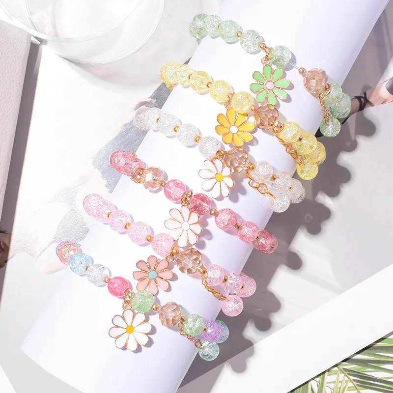 Fashion Jewelry Colorful Glass Bead Cute Cartoon Charm Bracelet For Girl Kids