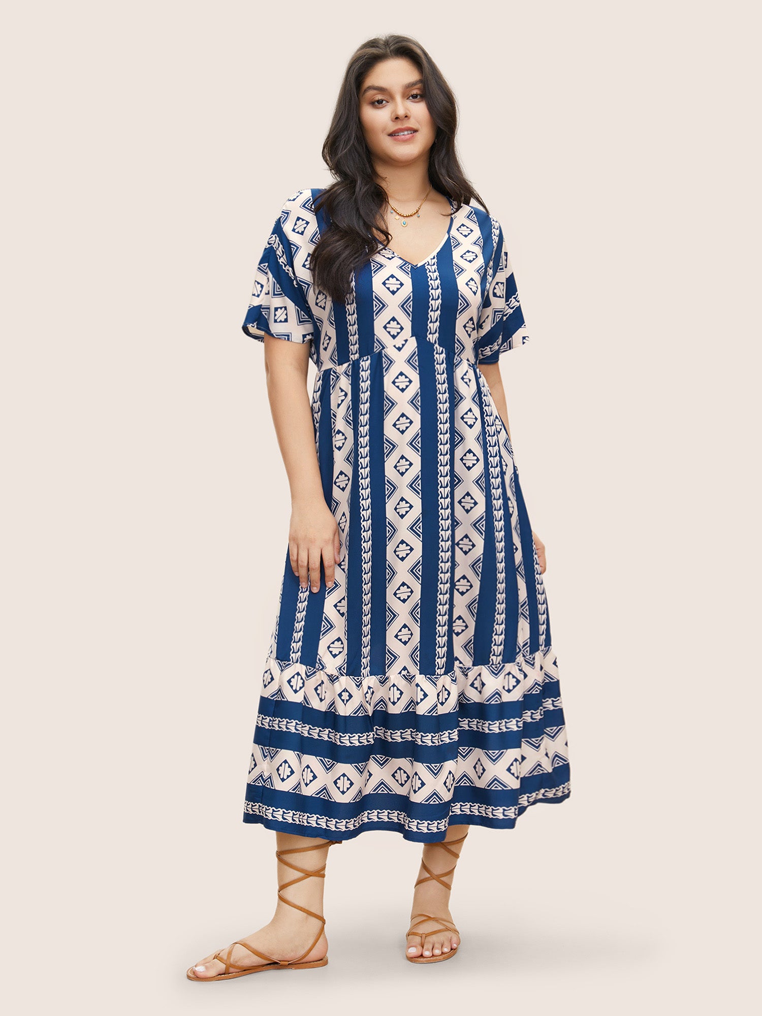 Bandana Print Patchwork Elastic Waist Dress