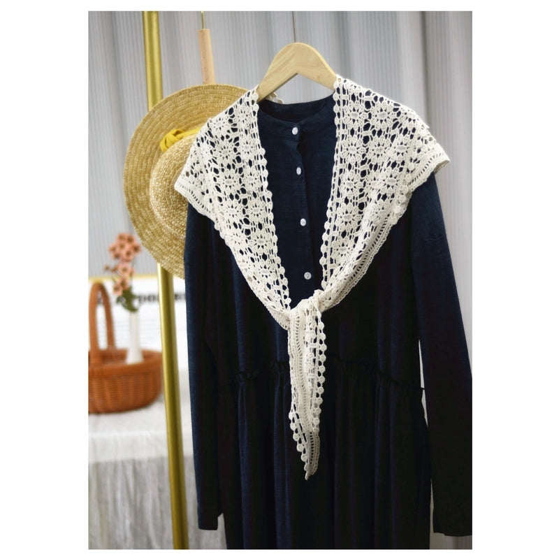 Cotton Handmade Crochet Triangle Scarf Spring And Summer Women's Solid Color Hollow-out Air-conditioning Room Neck Protecting Shawl Dual-purpose Scarf
