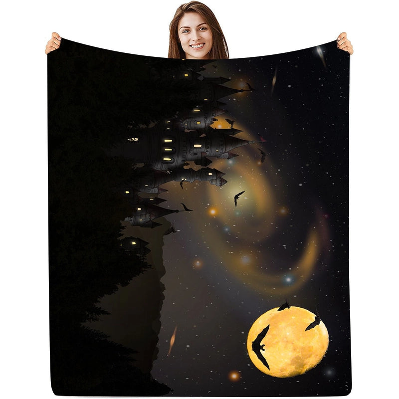 Halloween Casual Flower Bat Skull Polyester Blanket Couch & Sofa Decor