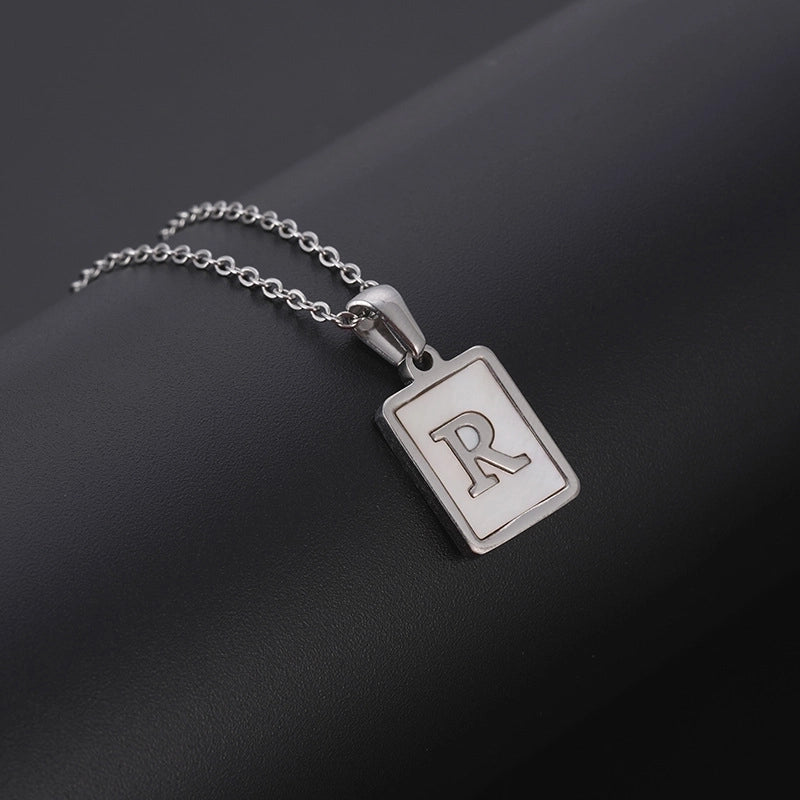 Minimalist Letter Rectangle 304 Stainless Steel Titanium Steel Shell 18K Gold Plated Plating Pendant Necklace