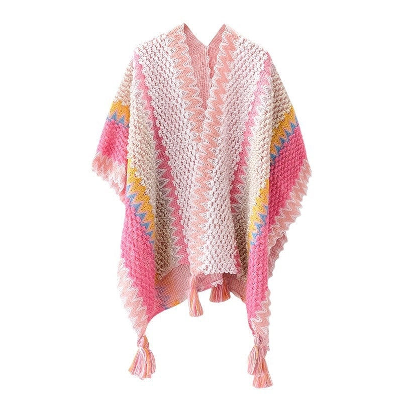 Women's Ethnic Style Plaid Acrylic Tassel Shawl