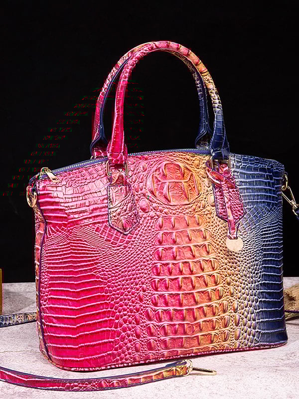 Alligator Print Pleated Split-Joint Bags Handbags