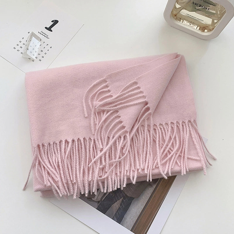 Women's Scarf Winter Versatile Long Solid Color Cashmere-like  Shawl Autumn And Winter Thickened Warm Knitted Scarf Men's Fashion