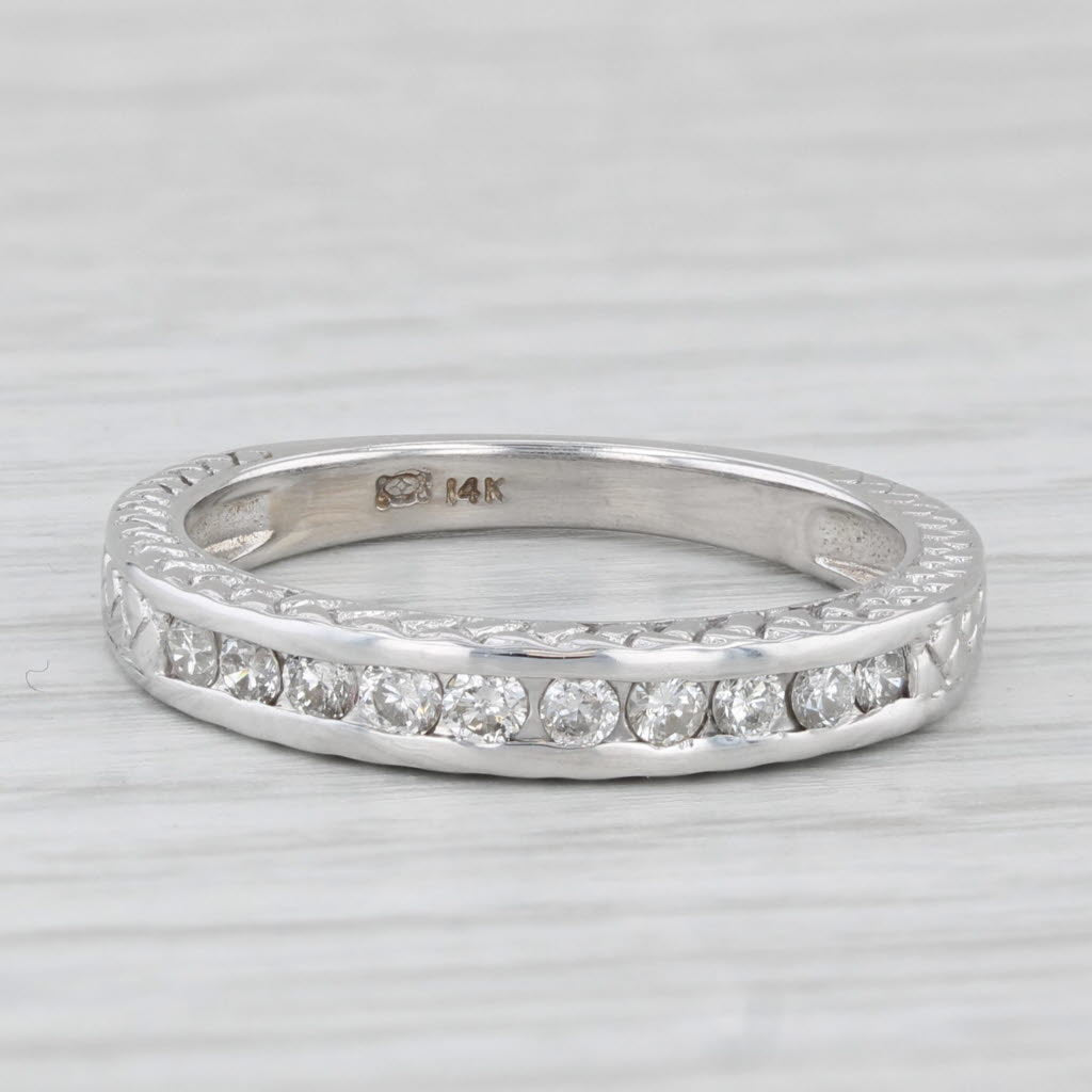 0.25ctw Diamond Wedding Band 14k White Gold Stackable Anniversary Band Size 7