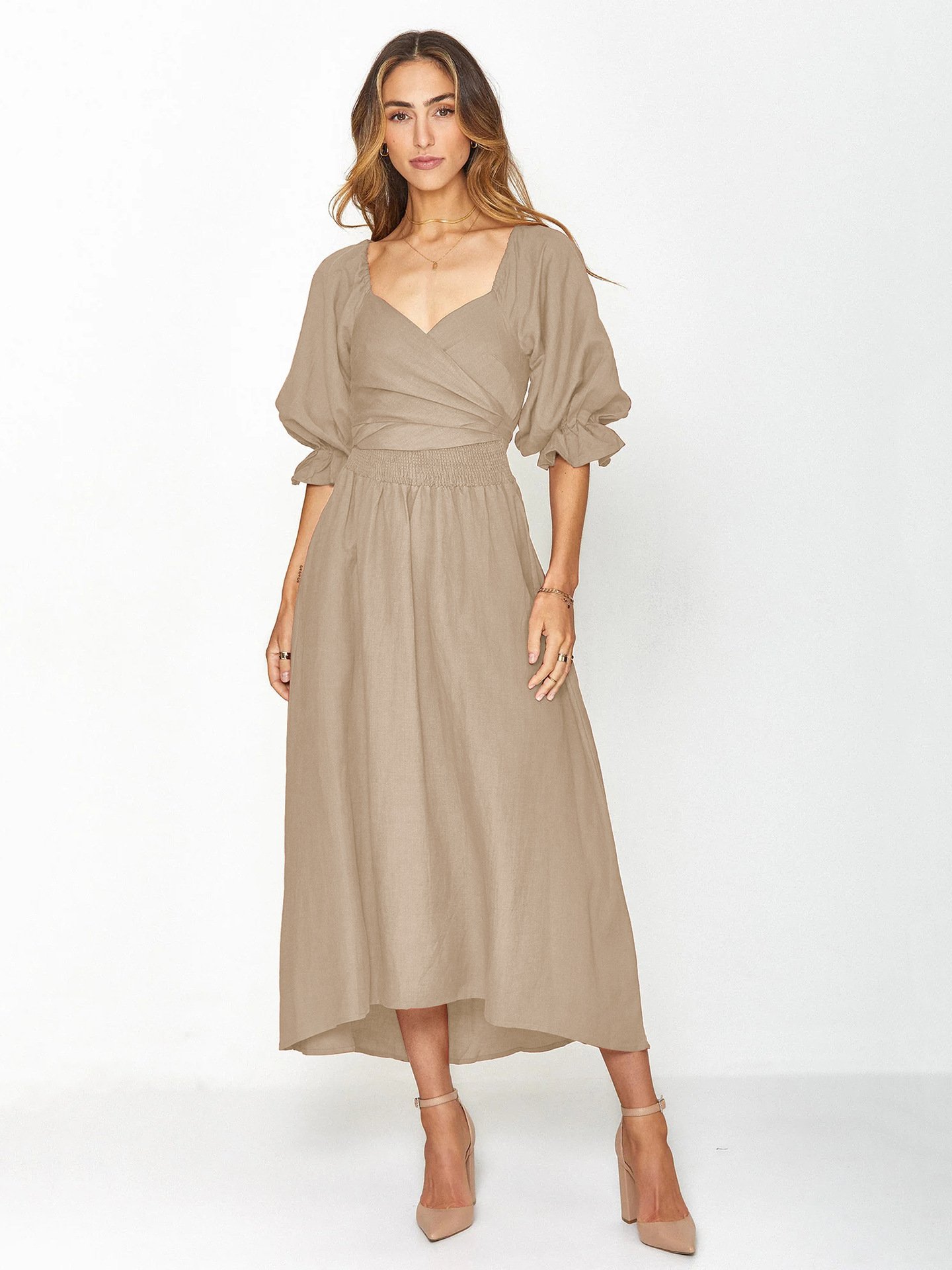 🏖️FRENCH RUFFLED LANTERN SLEEVES MULTI-WEAR DRESS🔥HOT SALE 49% OFF