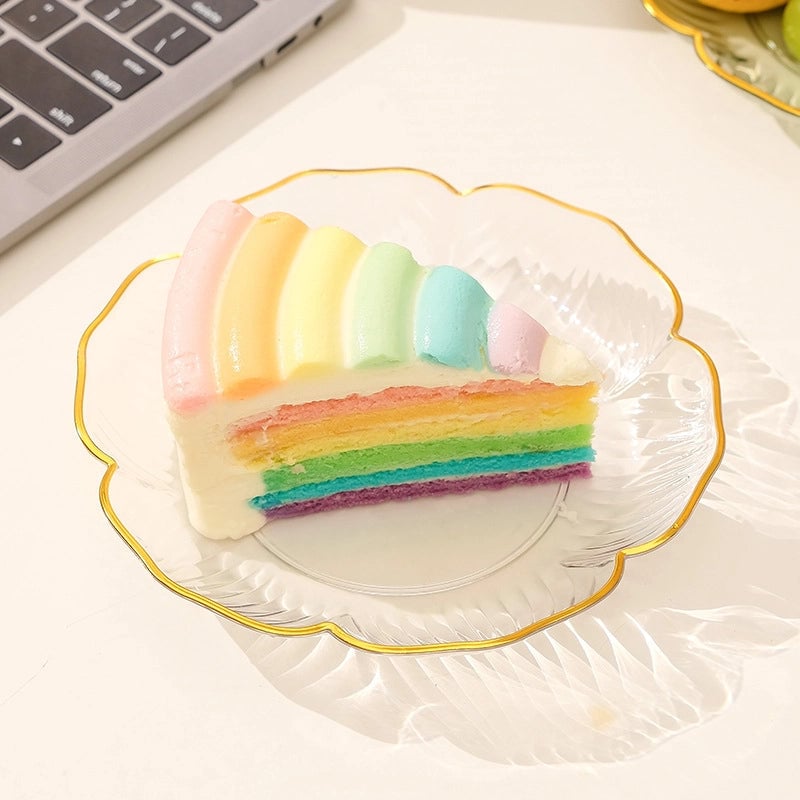 Light Luxury Golden Edge Glacier Pattern Fruit Plate Desktop Fruit Plate High-looking Plastic Home Living Room Coffee Table Flower-shaped Bone Dish