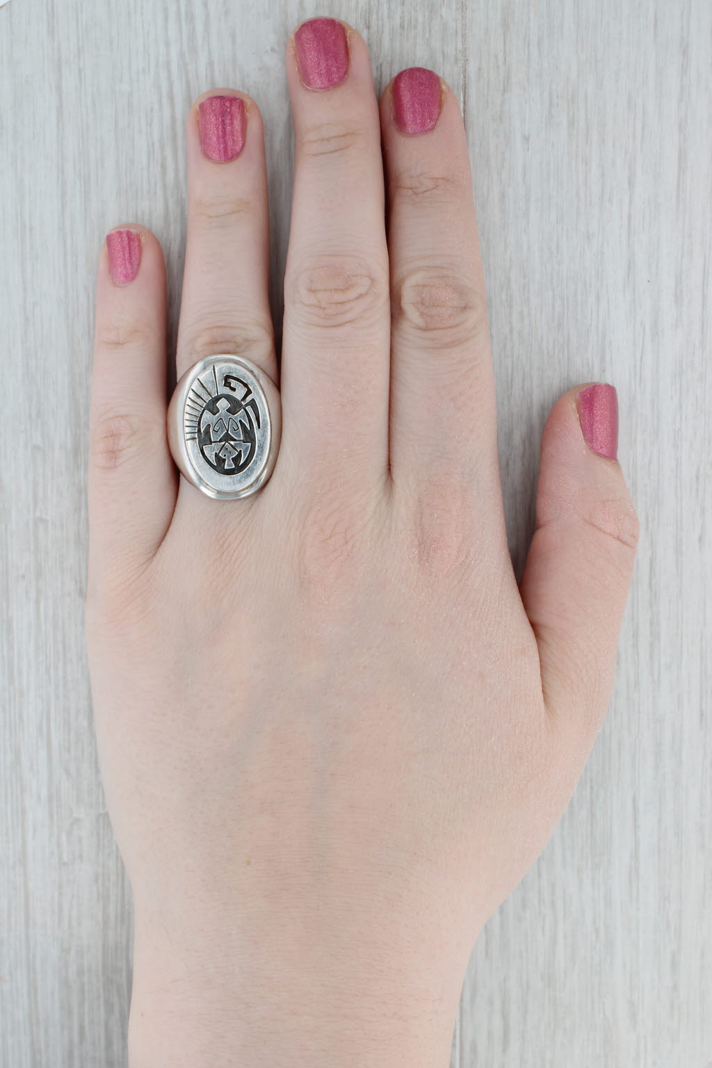 Large Peterson Native American Navajo Turtle Ring Sterling Silver Size 11