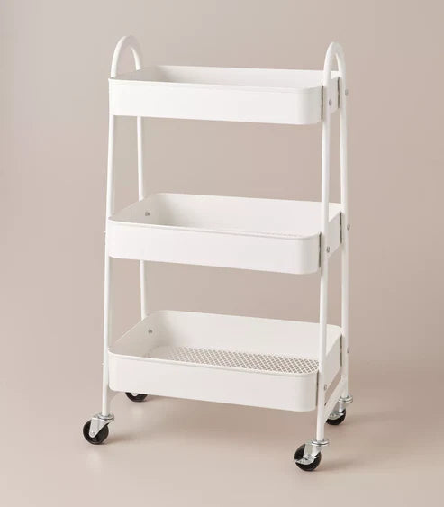 Multi-Purpose Utility Rolling Mobile Cart Trolley Organizer With 3 Tier Drawer Units & Metal Mesh Shelving