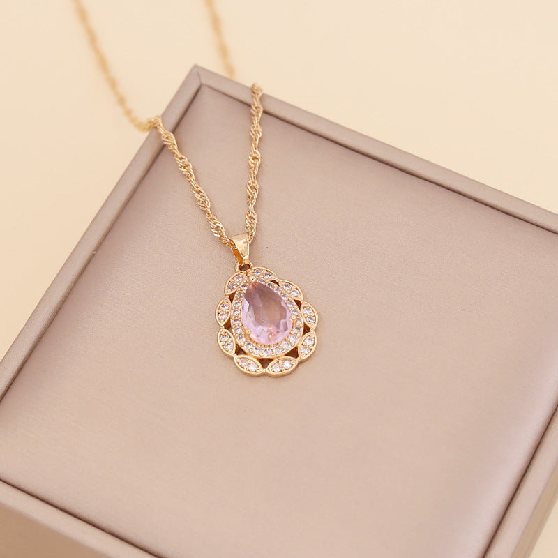 Women Chain  Droplet Glass Necklaces
