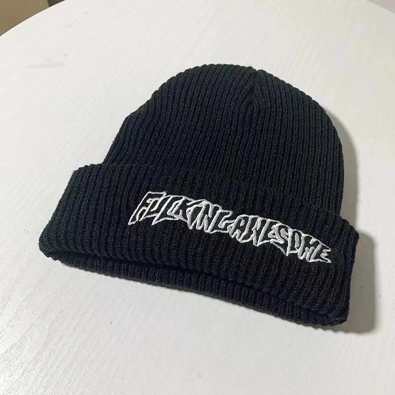 Unisex Basic Minimalist Letter Embroidery Eaveless Wool Cap