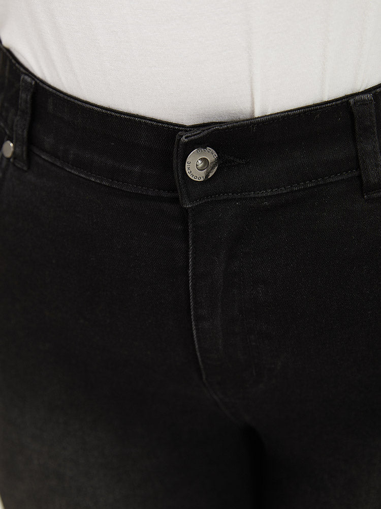 Beaded Detail Pocket Very Stretchy Black Wash Jeans