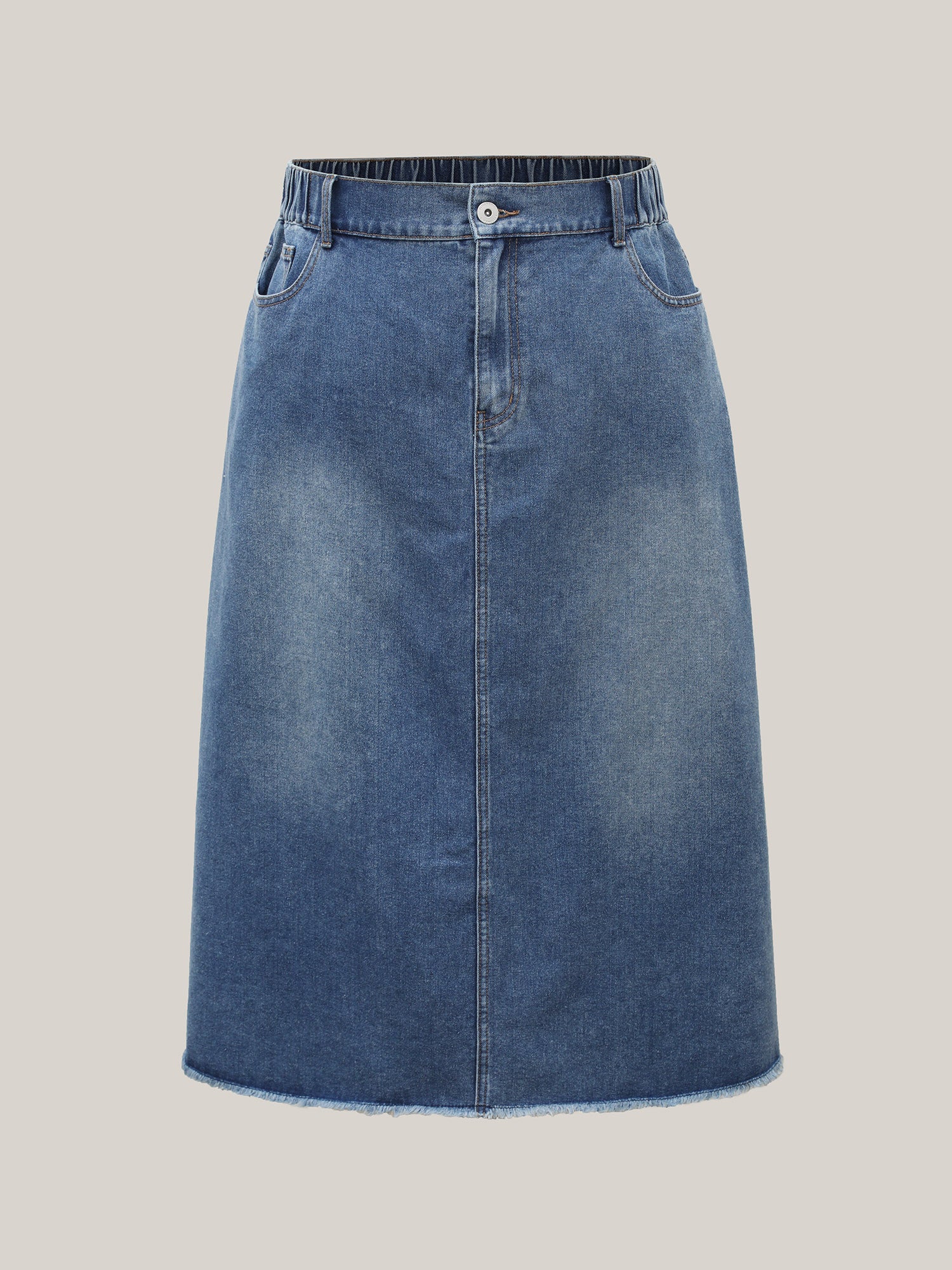 A-Line Classic Midi Denim Skirt
