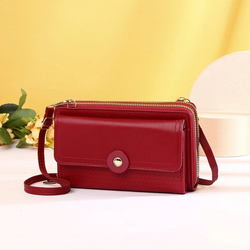 Women's Pu Leather Solid Color Basic Zipper Phone Wallets