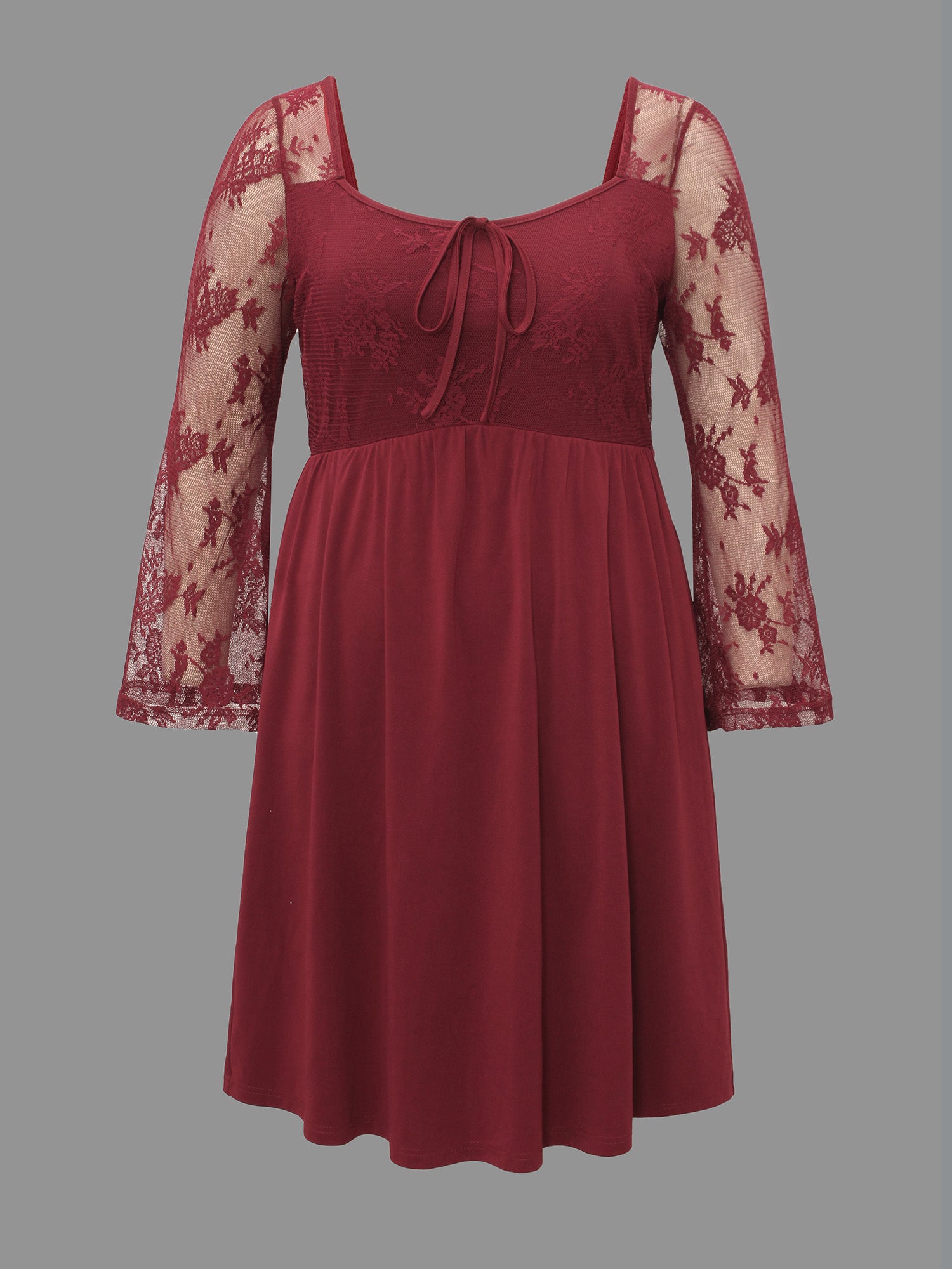 Crochet Lace Mesh Bell Sleeve Dress