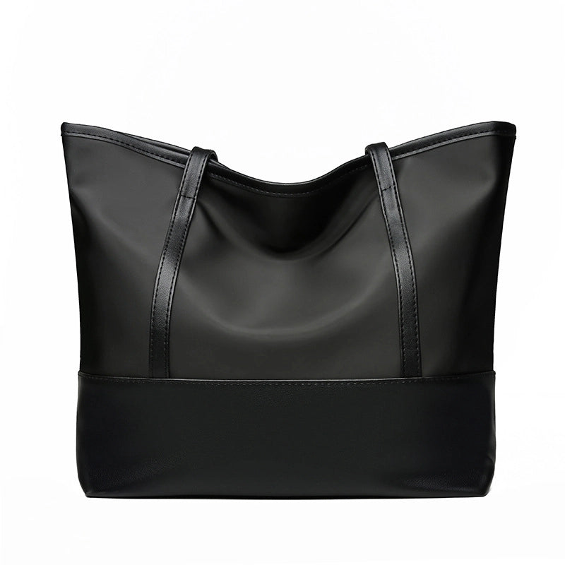 New Women's Tote Bag Korean Style Large Capacity Shoulder Bag Oxford Cloth Stitching Soft Leather Hand Bag