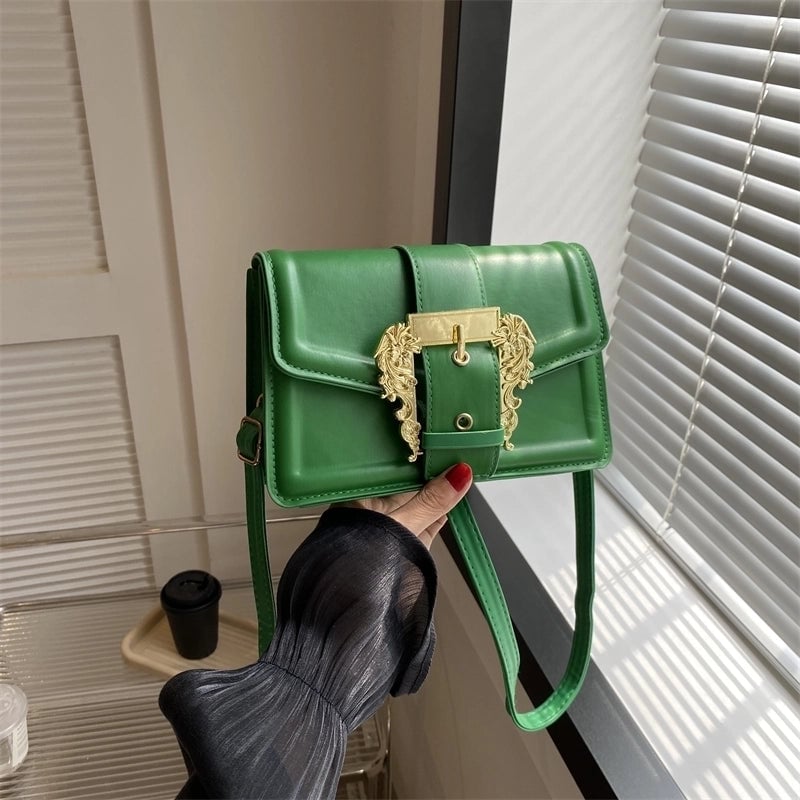 Women's Pu Leather Solid Color Streetwear Square Flip Cover Shoulder Bag Crossbody Bag