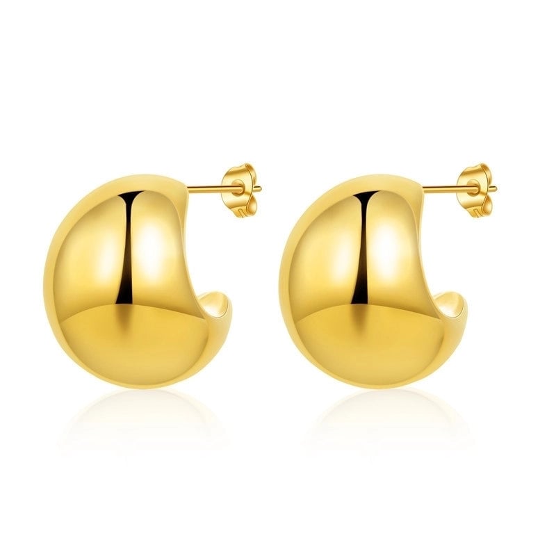 1 Pair Minimalist C Shape Polishing Stainless Steel Ear Studs