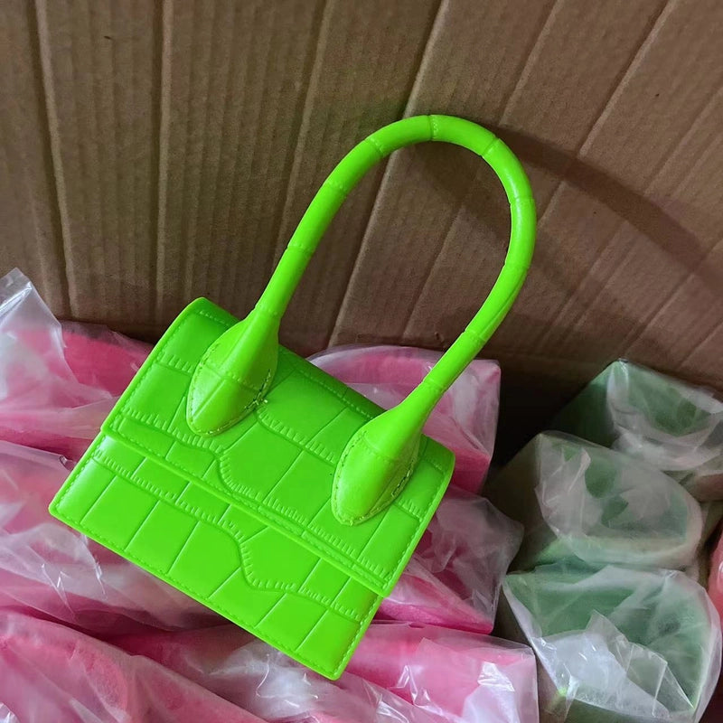Women's Mini Spring&summer Pvc Solid Color Basic Square Flip Cover Handbag