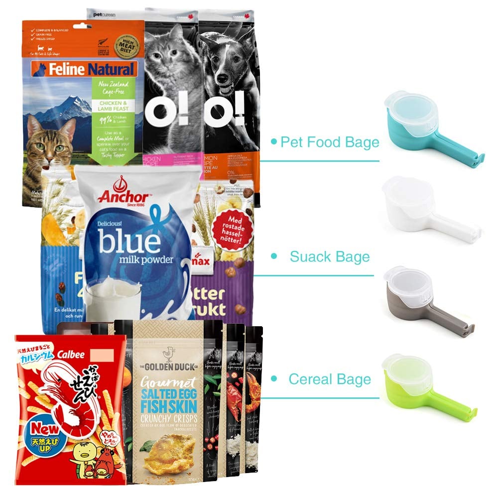 Food bag clipswith Pour Spouts