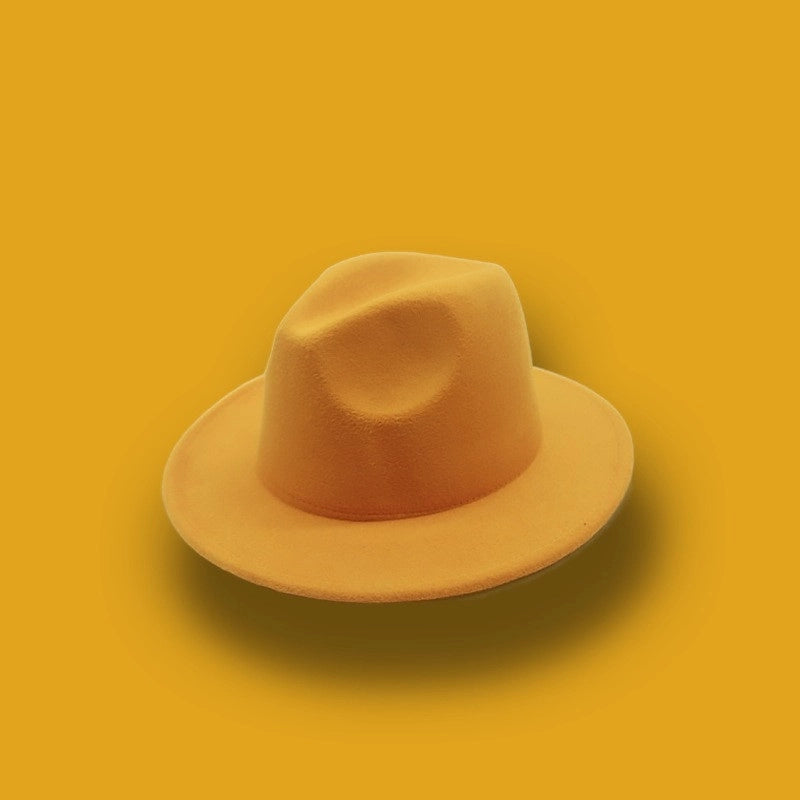Autumn And Winter New Woolen Top Hat For Men And Women Couple Hat Big Brim Straight Hat Fashion Jazz Hat