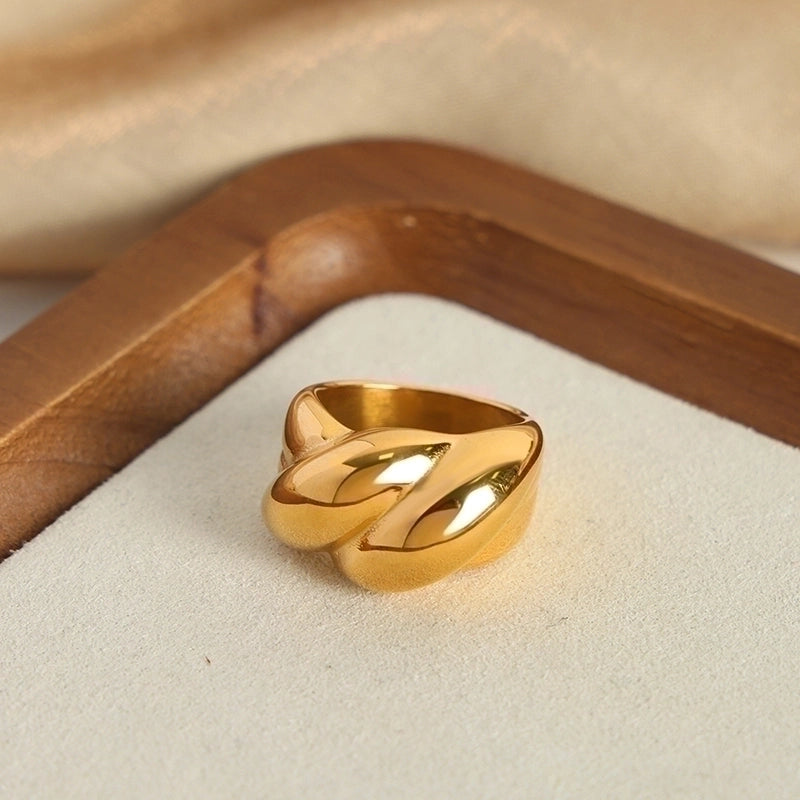 Casual Minimalist Solid Color Titanium Steel 18K Gold Plated Plating Rings