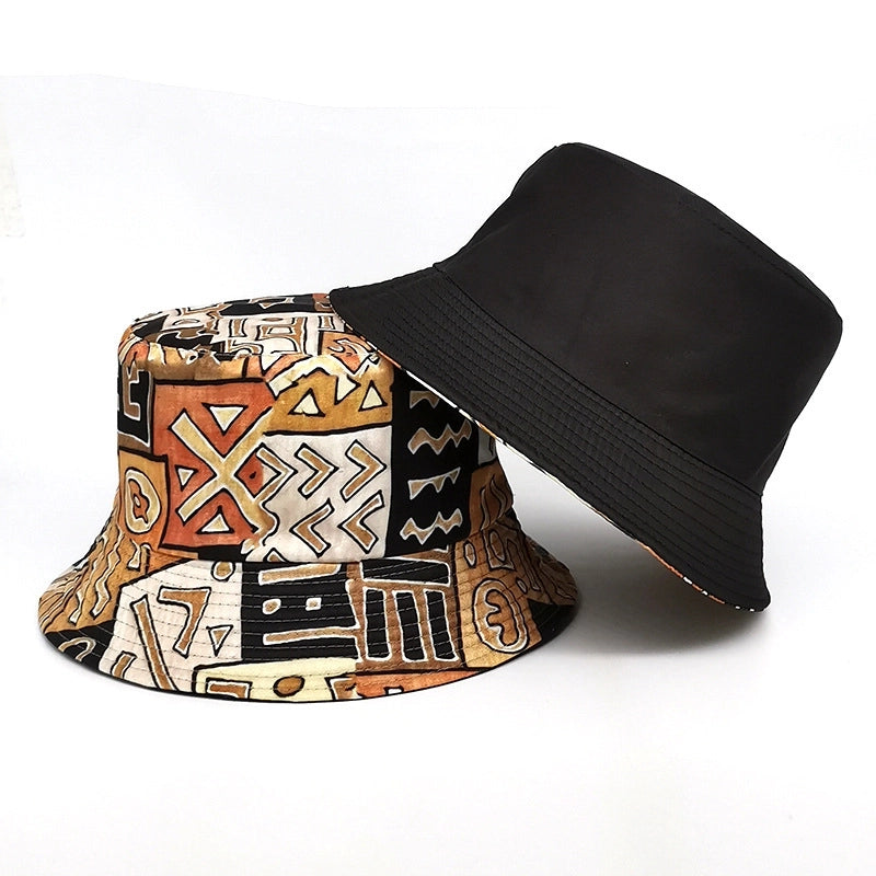 Unisex Retro Symbol Printing Wide Eaves Bucket Hat