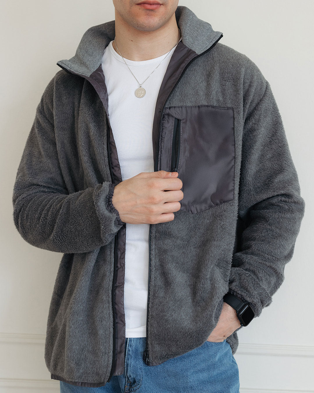 Men Fur Sweatshirt