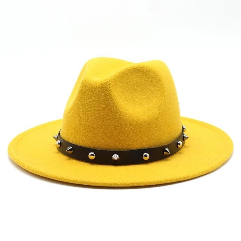 New Decorative Big Brim Jazz Hat  Personalized Top Hat Autumn And Winter Woolen Hat Western Cowboy Hat