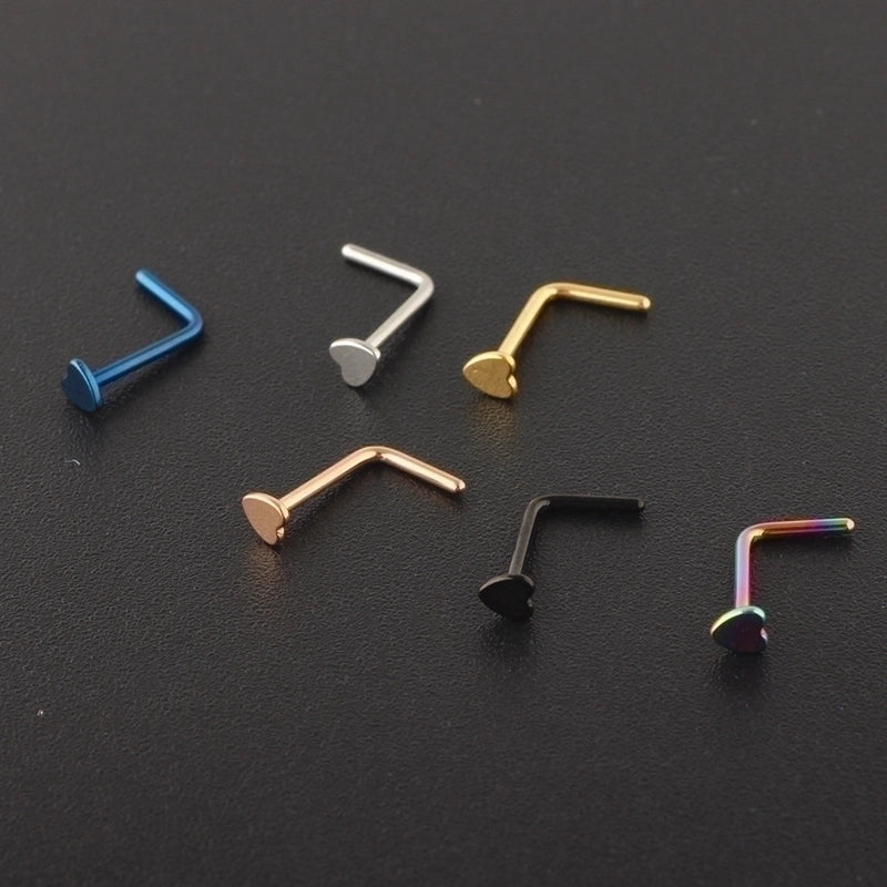 Minimalist Heart Shape Stainless Steel Nose Studs 1 Piece