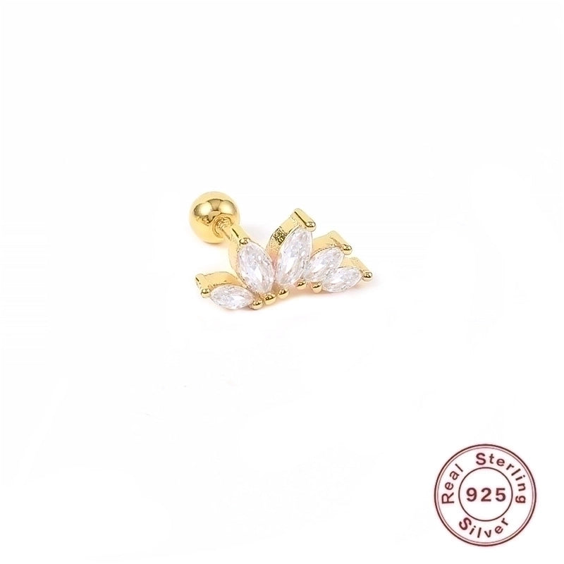 1 Piece Silver Zircon Geometric Ear Studs