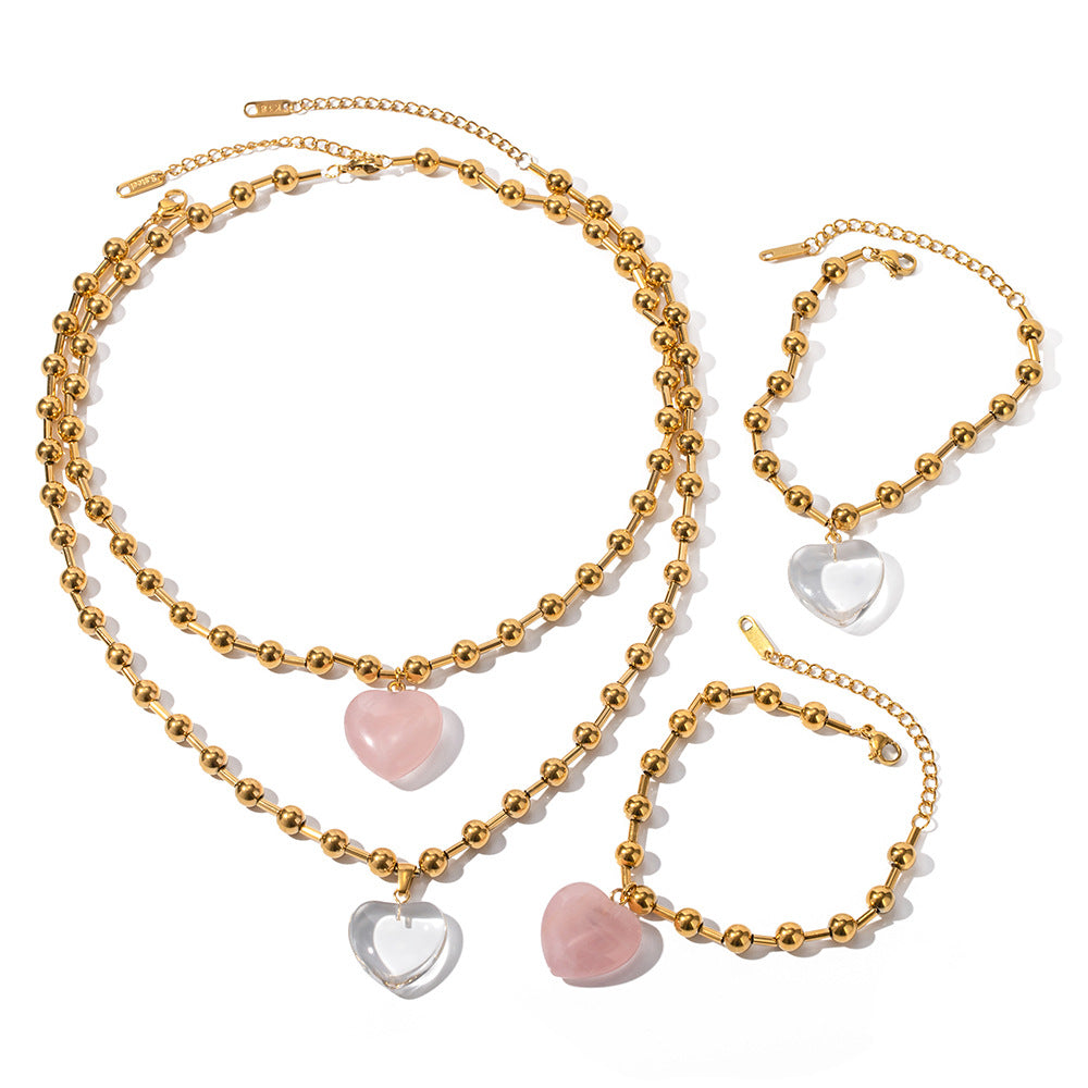 IG Style Heart Geometric Stainless Steel 18K Gold Plated Necklaces