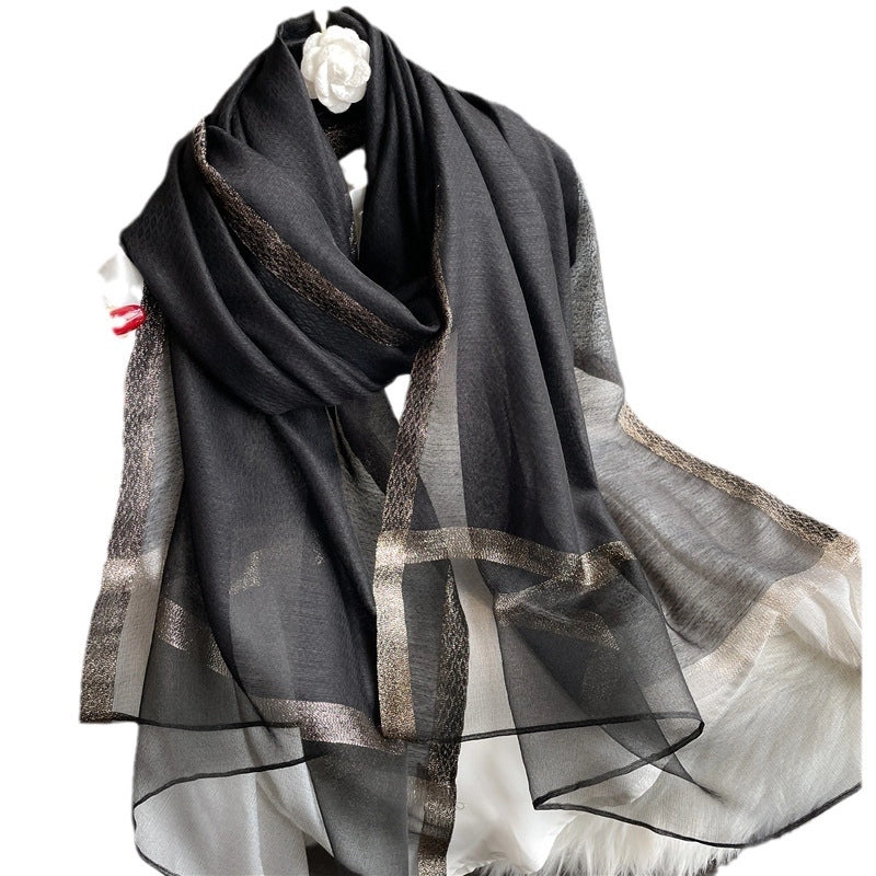 Women's Elegant Solid Color Polyester Scarf