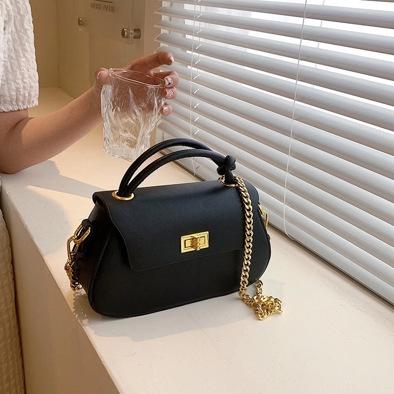 Women's Medium Pu Leather Solid Color Elegant Classic Style Lock Clasp Crossbody Bag