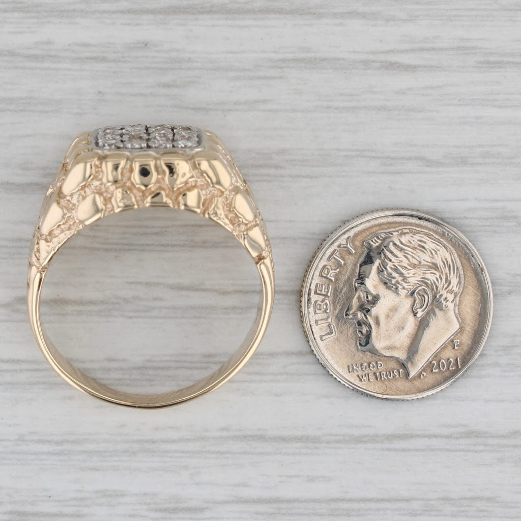 0.40ctw Pave Diamond Gold Nugget Ring 10k Yellow Gold Size 9.75 Men's